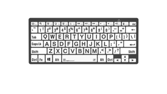 XL minitastatur bluetooth, med store tegn sort på hvite taster (Mac)
